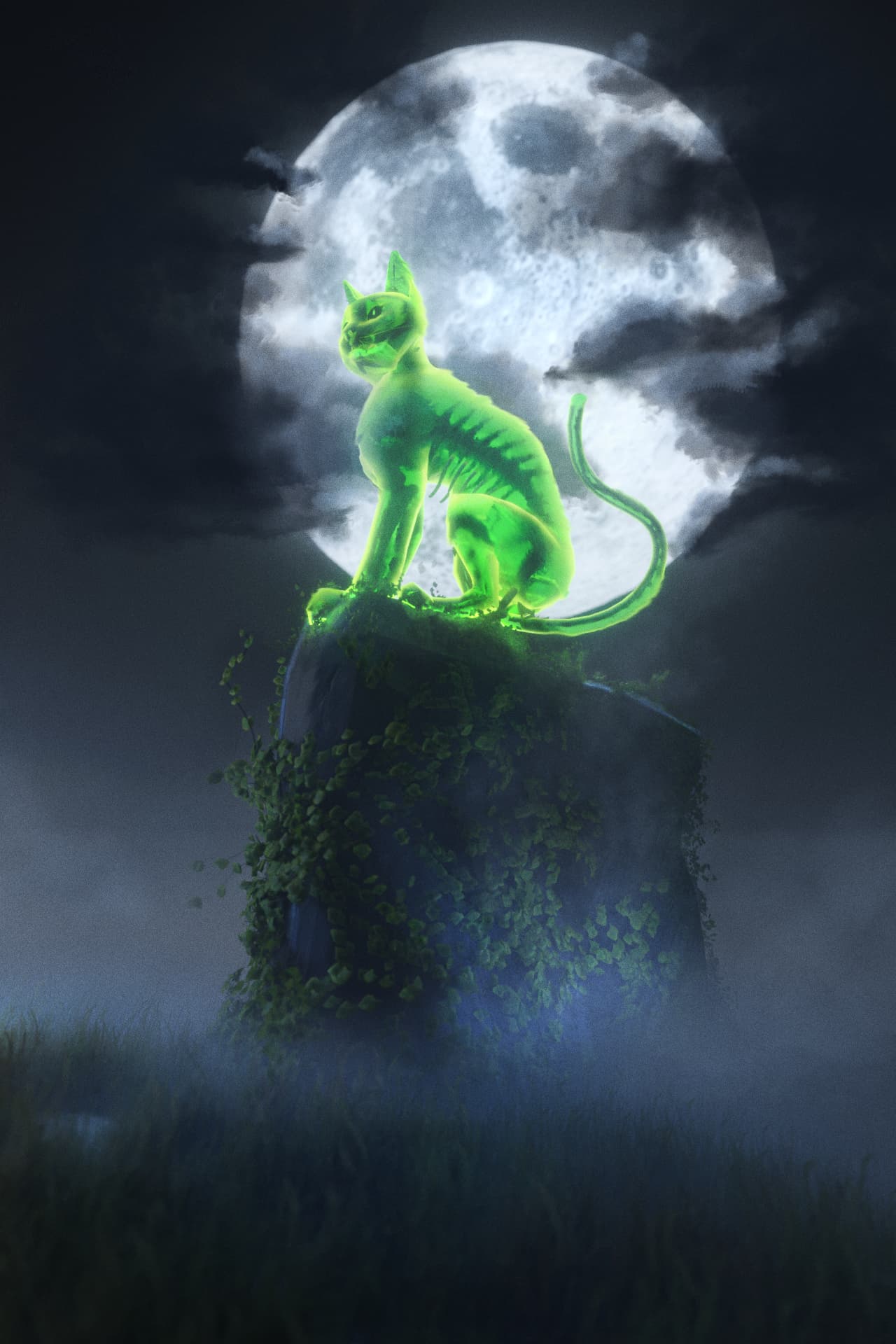 Painterly illustration of an anthropormophic panther in a suit