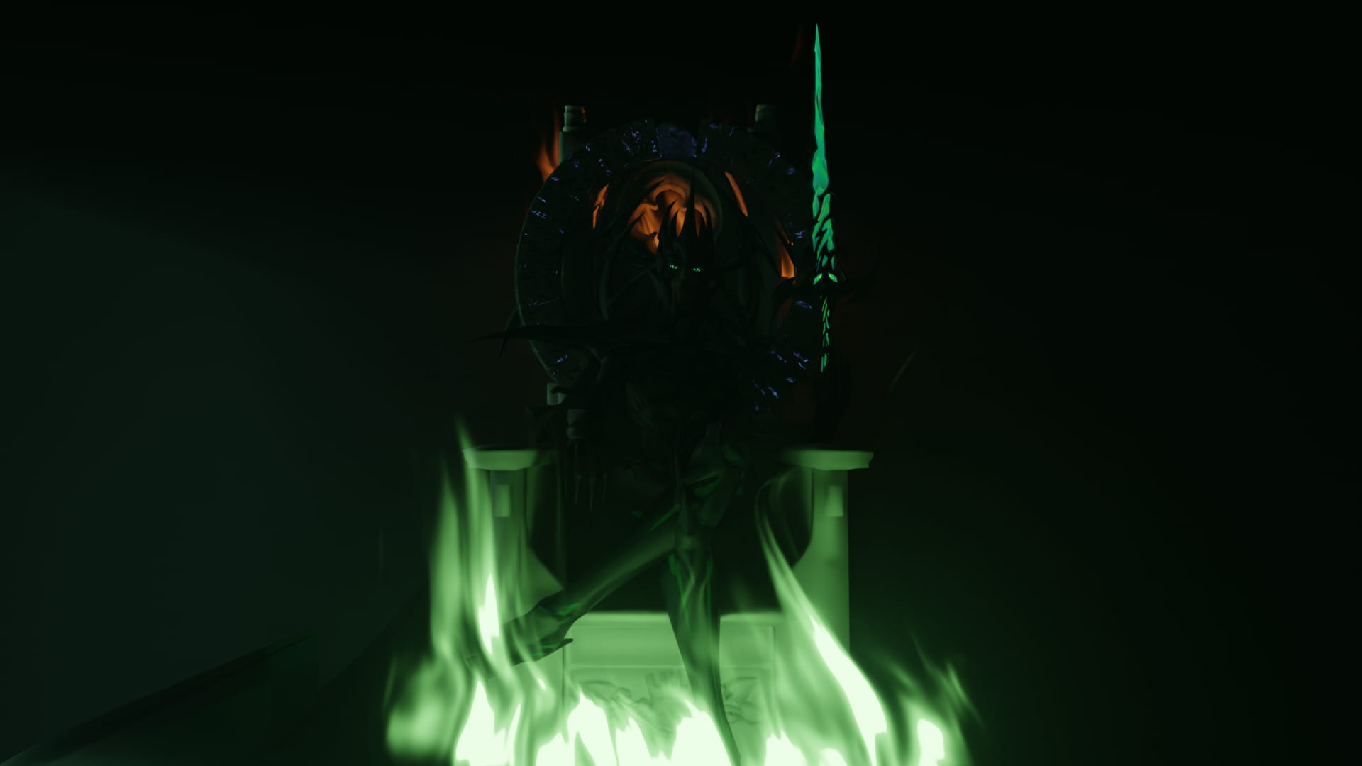 Painterly illustration of Hela holding a sword