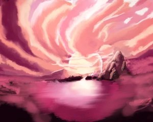 Bob Ross Sunset painting