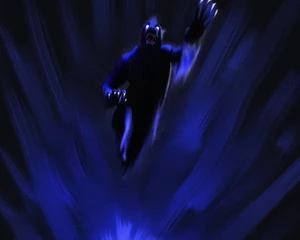 Illustration of a humanoid panther pouncing